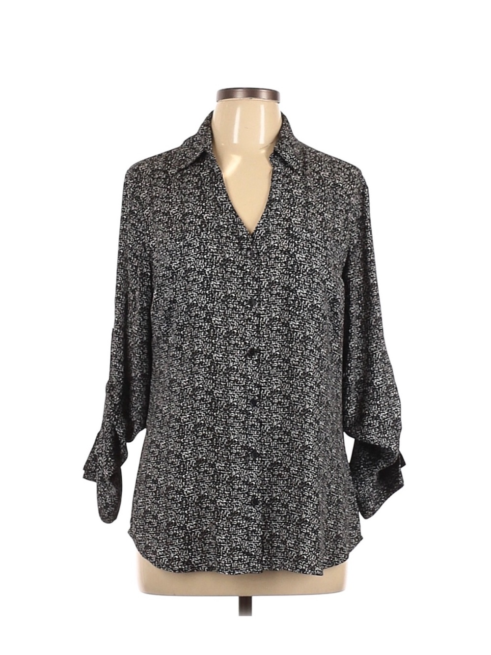 Express Black and White Print Button Down Shirt